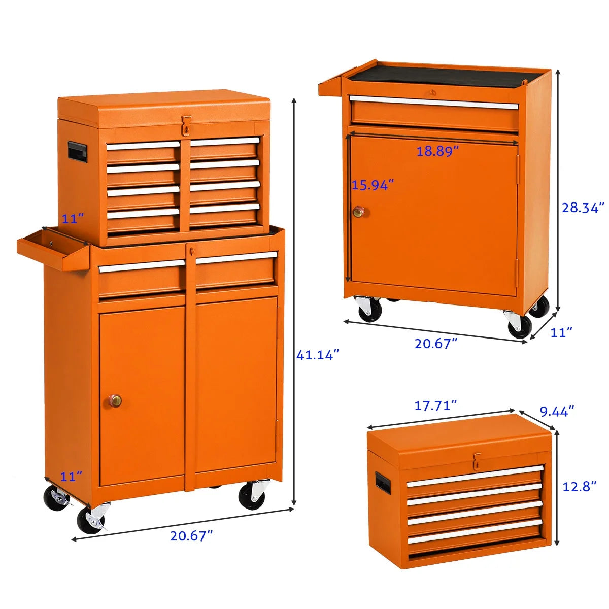 Orange 5-Drawer Rolling Steel Tool Chest with Lockable Drawers H617803