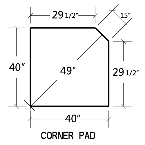 40'' x 40'' Single Cut Corner Hearth Pad L4179