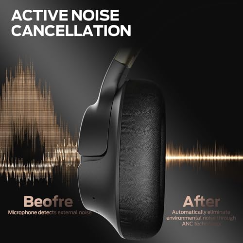 Black Active Noise Cancelling Over Ear Bluetooth Headphones M484