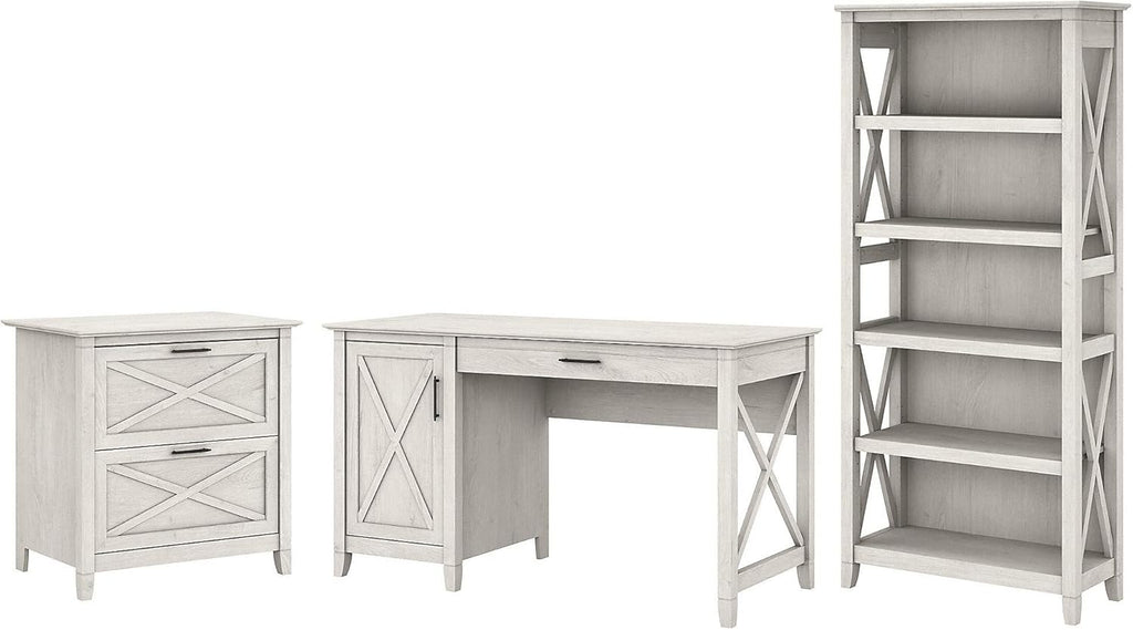 Computer Desk with 2 Drawer File Cabinet and 5 Shelf Bookcase Y7967