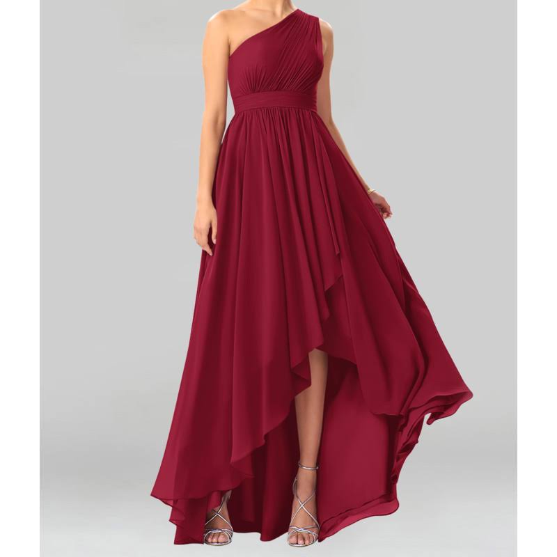 A-Line One-Shoulder Asymmetrical Chiffon Bridesmaid Dress D25168