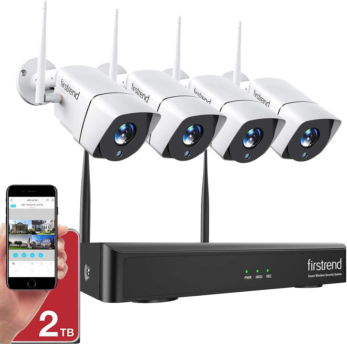 1080P 8CH Wireless Security Camera System with 12 Inch Monitor V42827