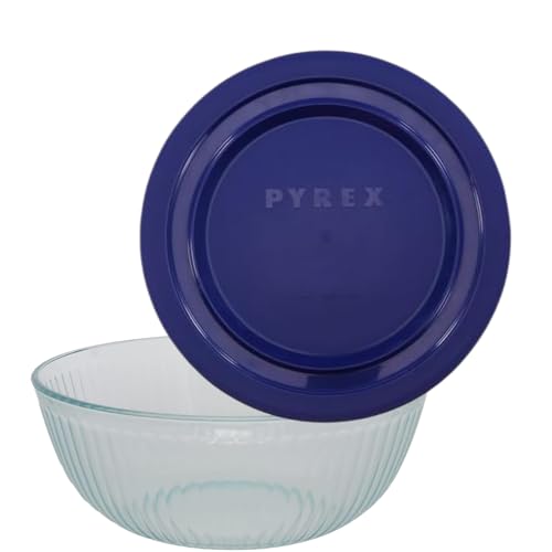 4.5 Quart Glass Mixing Bowl With Blue Lid Q23657