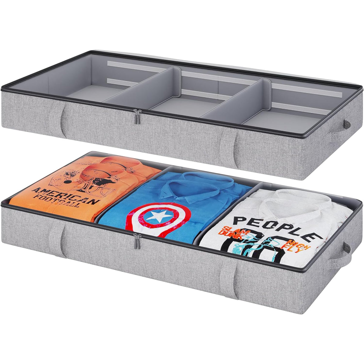Grey 2 Pack Under Bed Storage Containers with Dividers C567