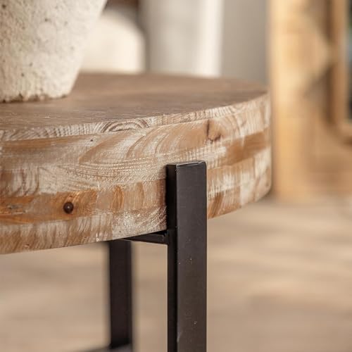 Natural & Gold Solid Wood Round Coffee Table L400