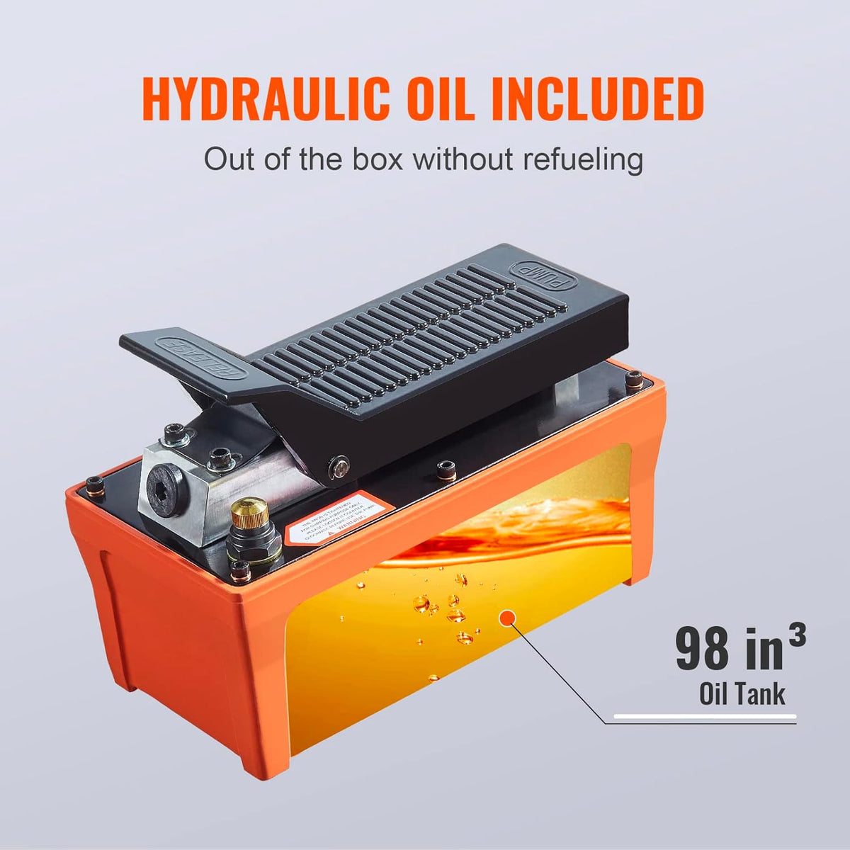 Air Hydraulic Pump, 10,000 PSI, 1/2 Gal Reservoir, Foot Actuated U69908