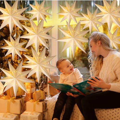 12 Set 9 Pointed Hanging Star Paper Lanterns with String R144