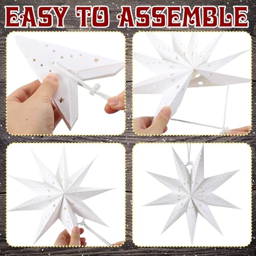 12 Set 9 Pointed Hanging Star Paper Lanterns with String R144