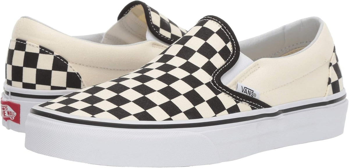 Checkerboard Black White Slip-On Shoes I580129