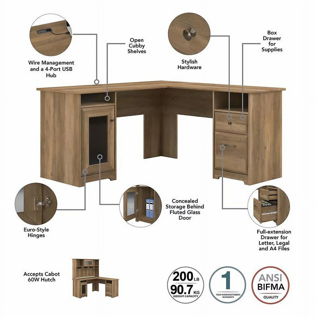 L Shaped Computer Desk in Reclaimed Pine P419