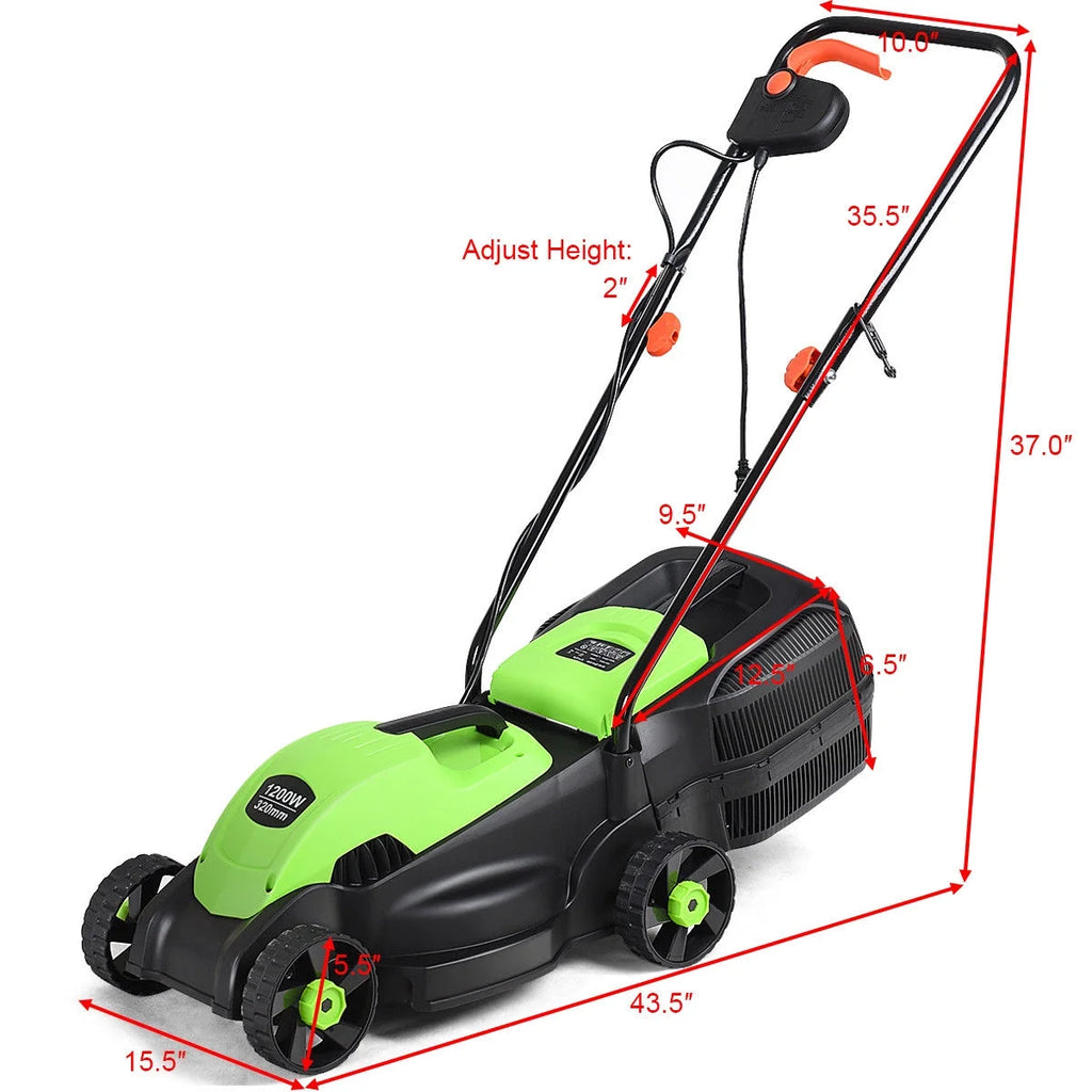 14-Inch Electric Corded Push Lawn Mower with Grass Bag B4923