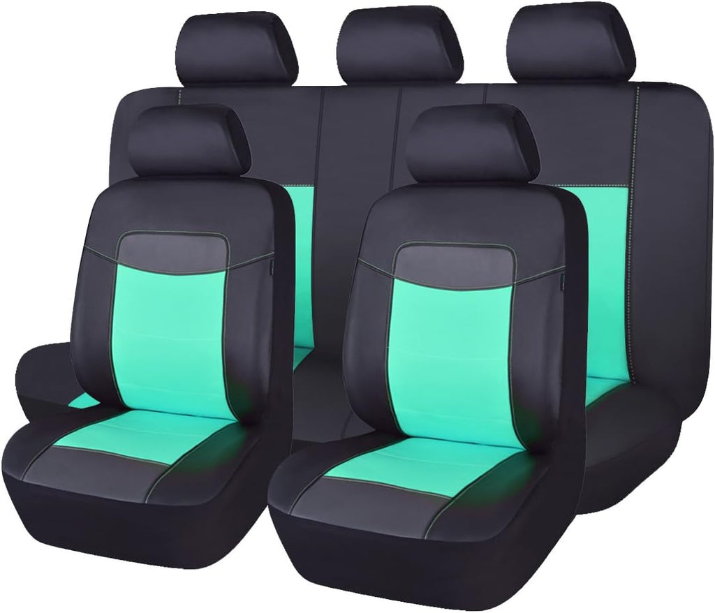 Black Water Blue Leather Car Seat Covers Pack of 2 I6558