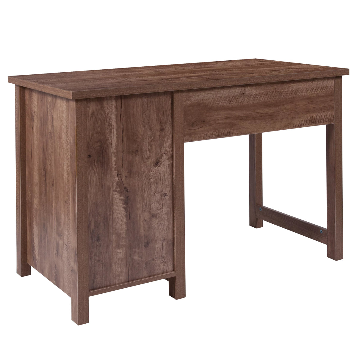 Oak Wood Grain Finish Computer Desk with Metal Drawers I138189