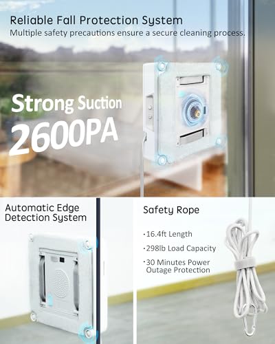 White Window Cleaning Robot with Dual Cross Water Spray D354300
