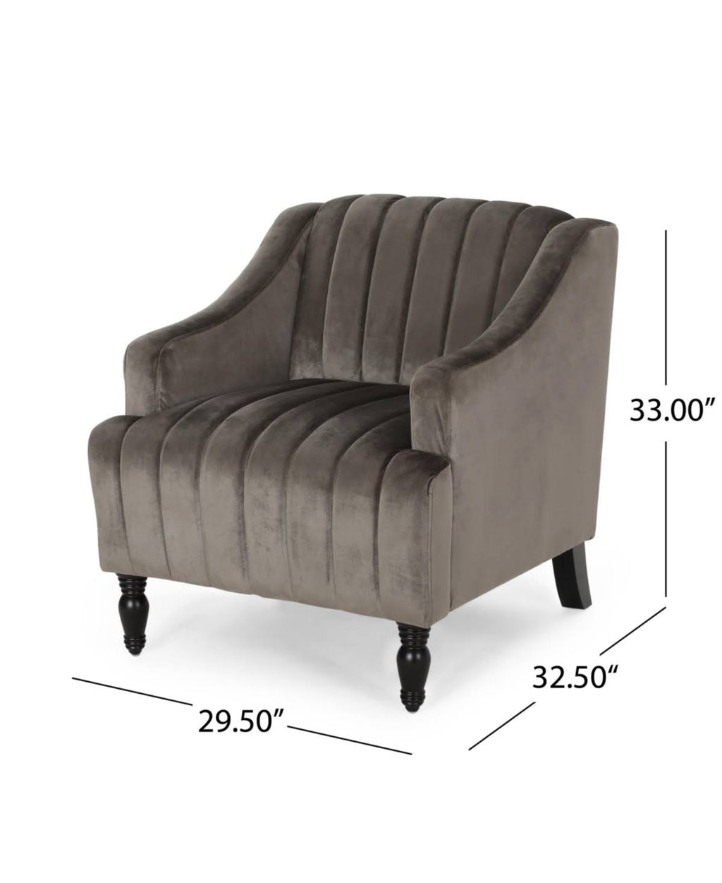 Gray and Dark Brown Velvet Club Chair I927