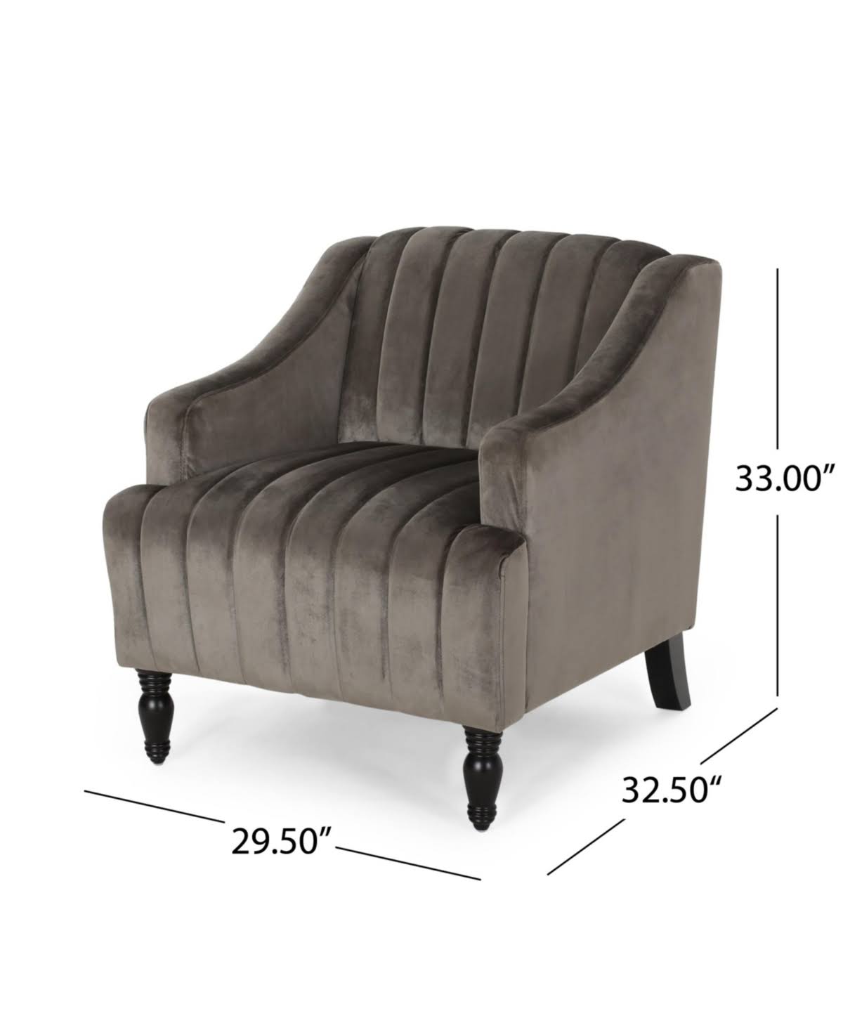 Gray and Dark Brown Velvet Club Chair I927