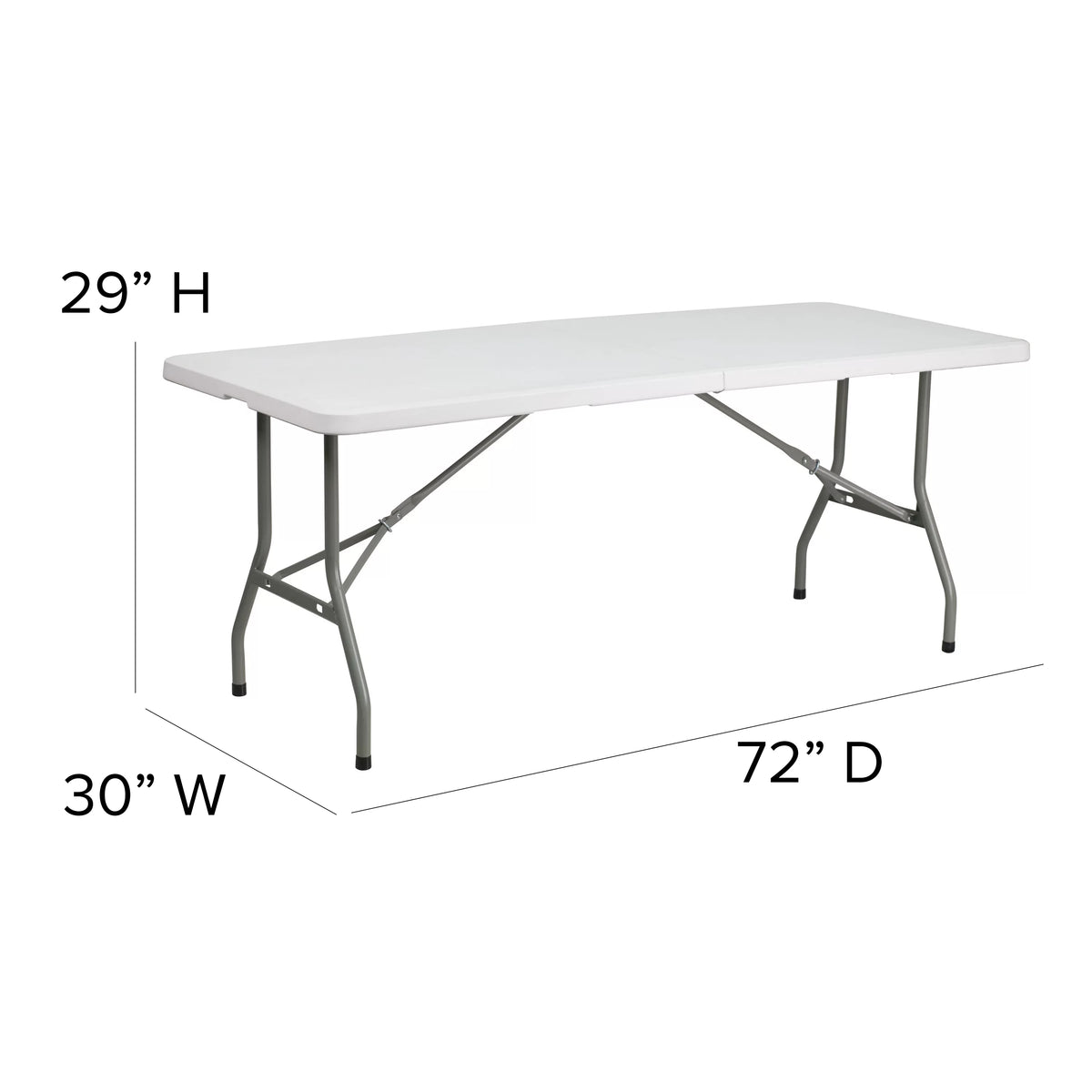 6-Foot Bi-Fold Granite White Plastic Folding Table with Carrying Handle R44073