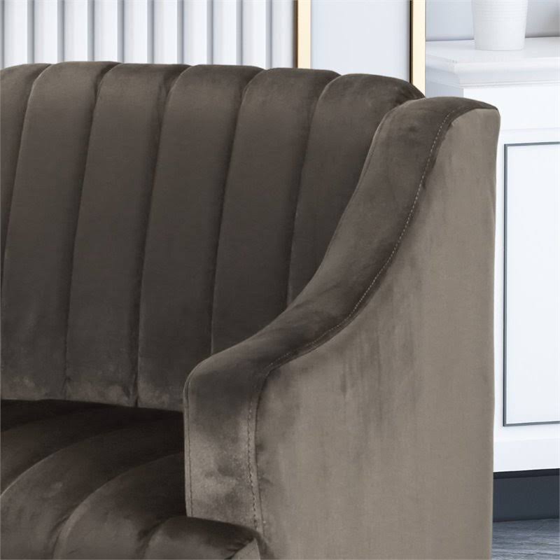 Gray and Dark Brown Velvet Club Chair I927