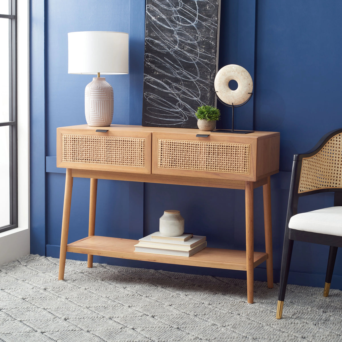 Natural Wood Console Table with Drawer B105898