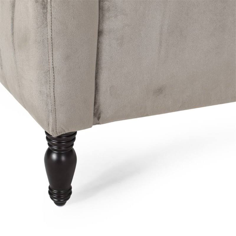 Gray and Dark Brown Velvet Club Chair I927