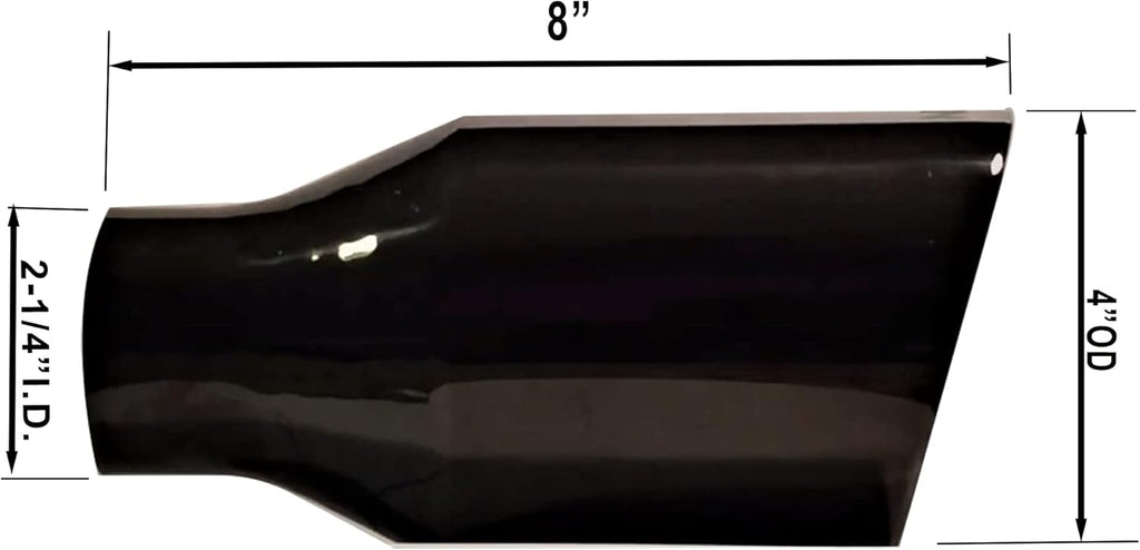 2.25 inch Inlet to 4 inch Outlet Stainless Steel Double Wall Black Chrome Weld-on Exhaust Tip 2 Pack Q36943