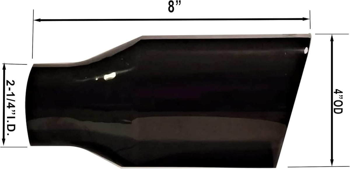 2.25 inch Inlet to 4 inch Outlet Stainless Steel Double Wall Black Chrome Weld-on Exhaust Tip 2 Pack Q36943