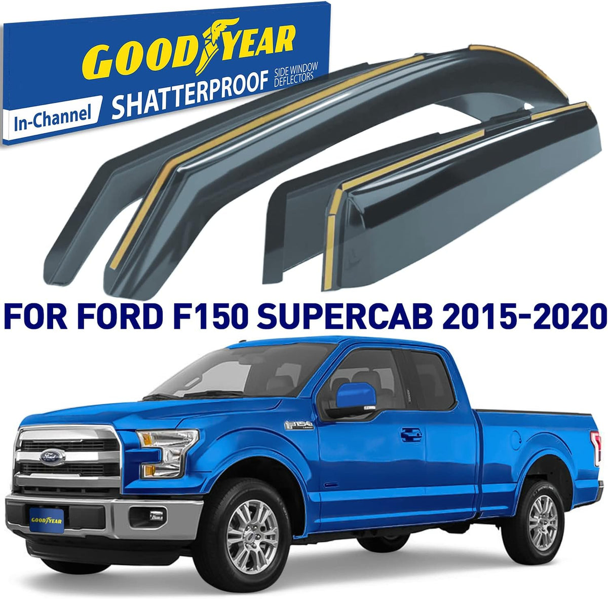 4pcs Shatterproof in-Channel Window Deflectors Rain Guards B3113