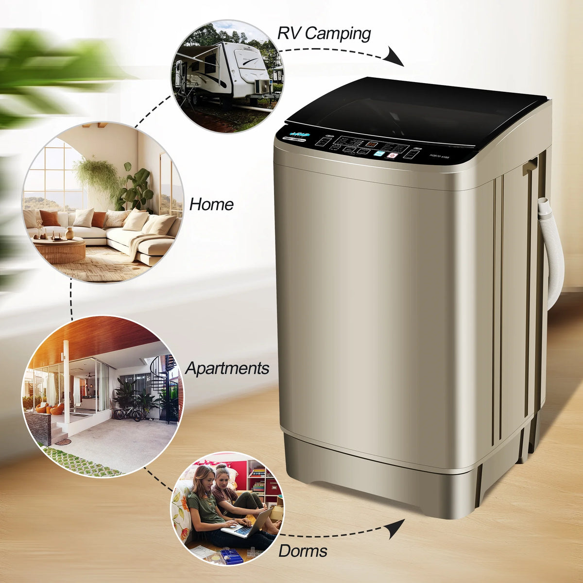 Portable 17.7 lbs Full Automatic Washing Machine C812042