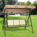 3 Person Beige Steel Canopy Patio Swing O79399