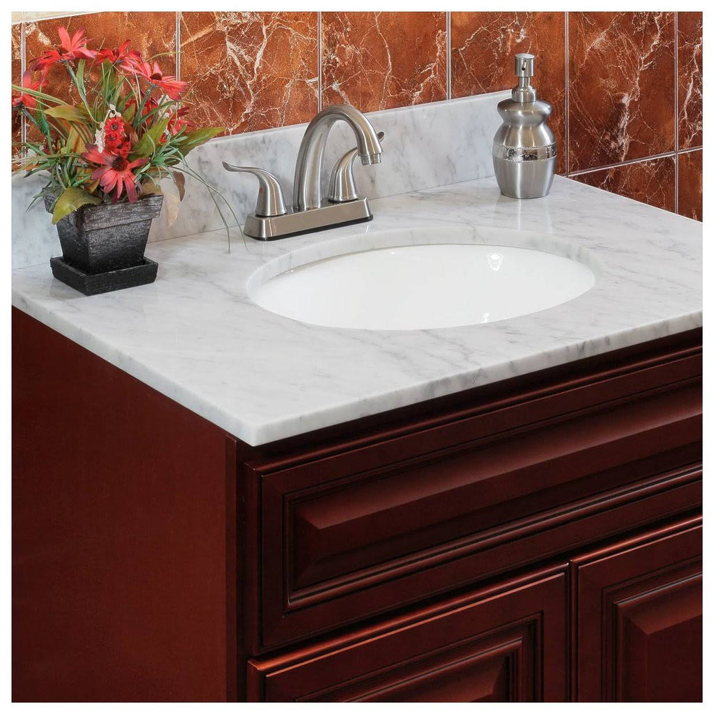 White Double Vanity Top with Backsplash J2926