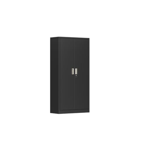 72” Locking Black Metal Storage Cabinet with Doors and 4 Shelves K744922