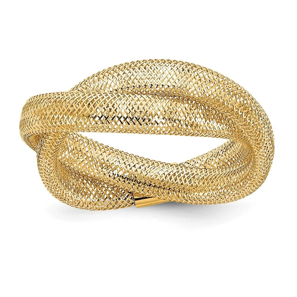 14k Gold Twisted Woven Mesh Stretch Ring Size 7.00 8mm Wide K69505