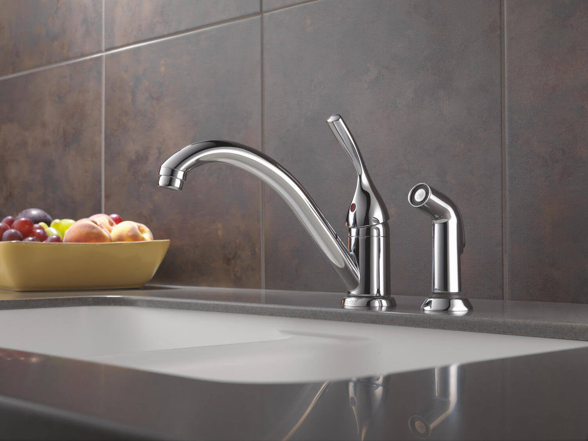 Classic Chrome Single Handle Kitchen Faucet with Spray F936