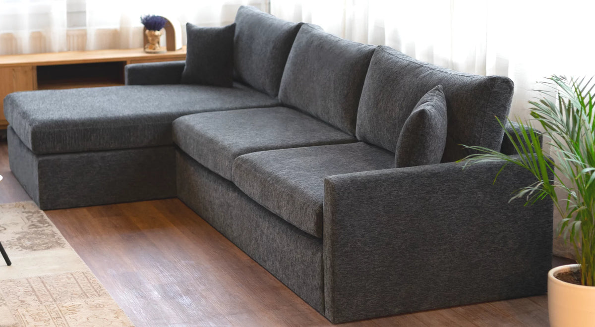 Charcoal L-Shaped Sectional Sofa Set H8233