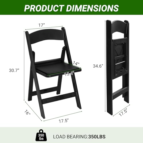 Black Resin Stackable Folding Chair with Padded Seats H379018