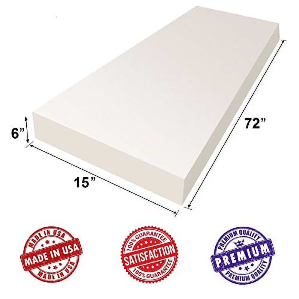 Upholstery Foam Cushion Sheet 6"x15"x72" Regular Density K71260