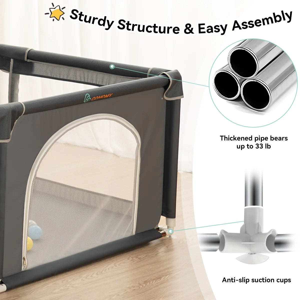 63x63'' Gray Baby Playpen O589