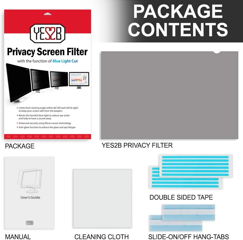 26 Inch Monitor Privacy Screen Filter for 16:10 Widescreen Display, Anti Spy, Blue Light Blocking, Anti Glare, Pack of 2 E5695