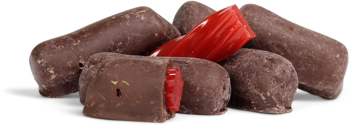 5 Lbs Strawberry Licorice Bits Dark Chocolate Covered Vegan Non-Dairy Kosher Parve J82302