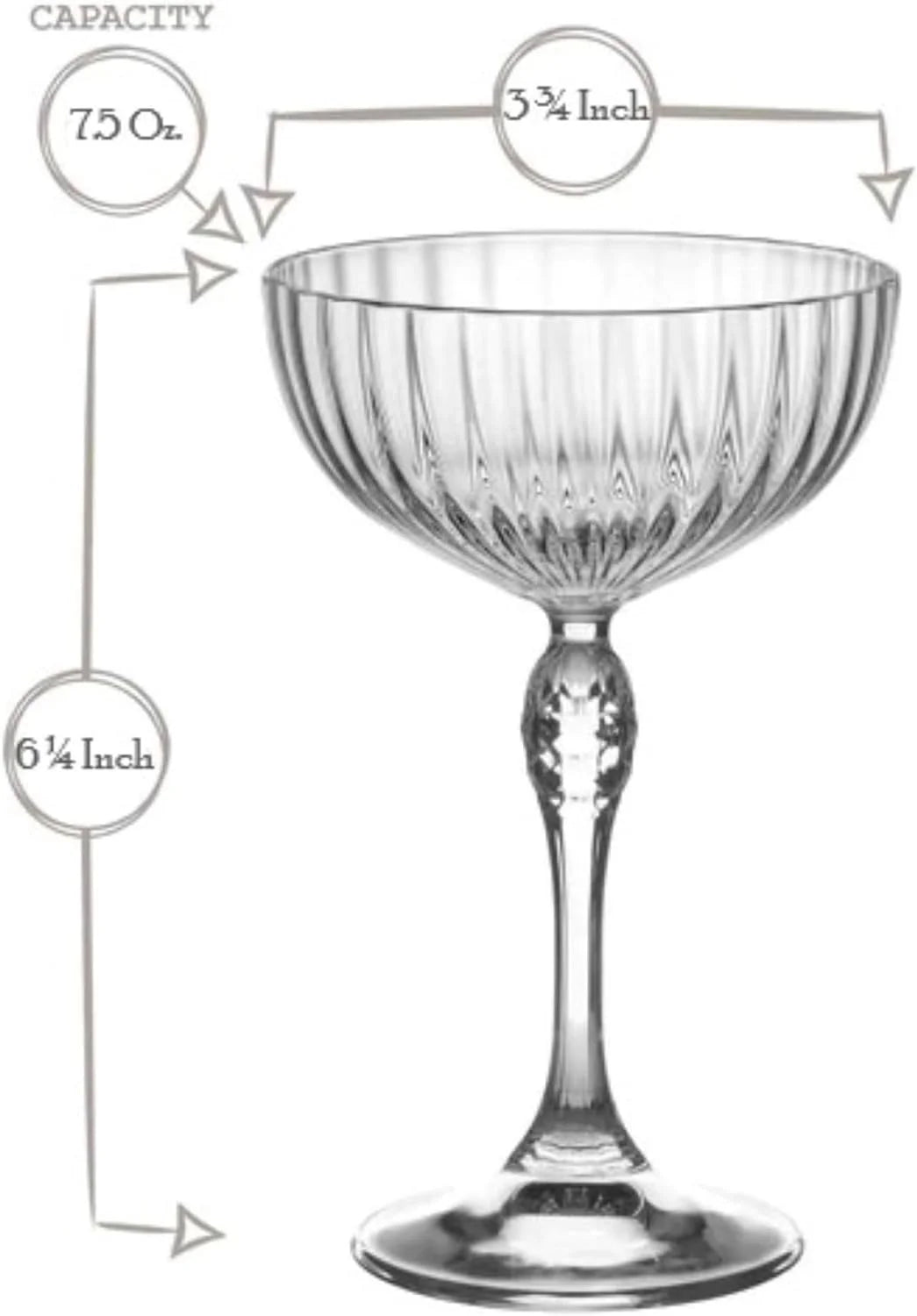 Clear 7.75 Oz Cocktail Coupe Glass Set Of 4 X106