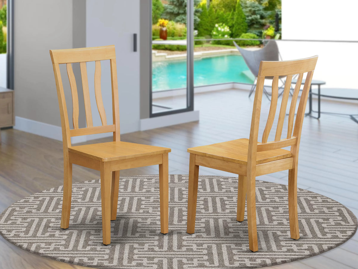 Antique Oak Wood Dining Chairs Set of 2 J502