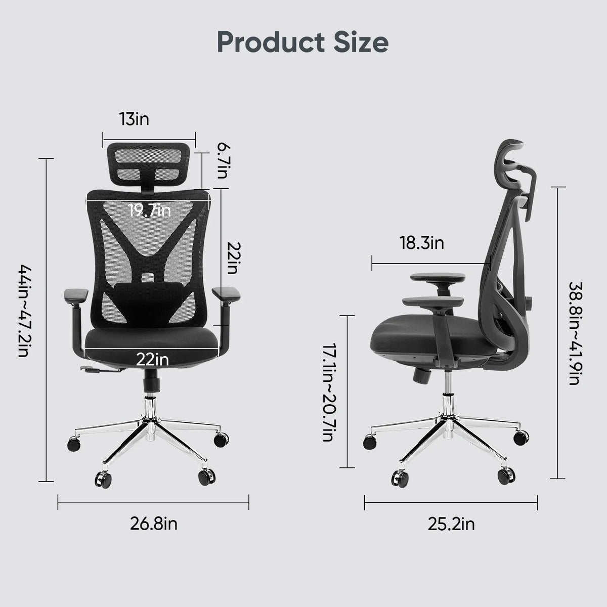 Black Ergonomic High Back Office Chair with Lumbar Support U9863