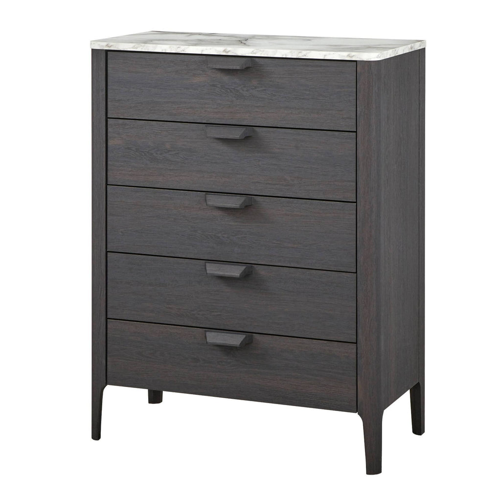 Charcoal Gray and White 5 Drawer Chest F54953