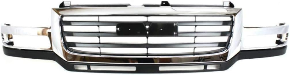 Chrome Shell Painted Black Insert Grille Assembly for 2007 GMC Sierra 2500 HD 3500 Classic X6737