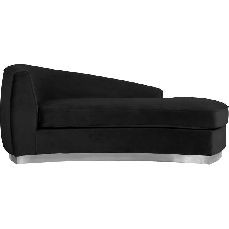 Velvet Accent Chair and Chaise 2-Piece Set Black Chrome C529