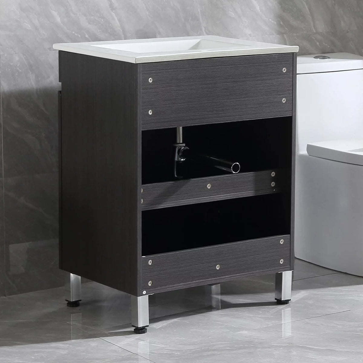Black 24'' Wood Bathroom Vanity Cabinet with Sink I9431