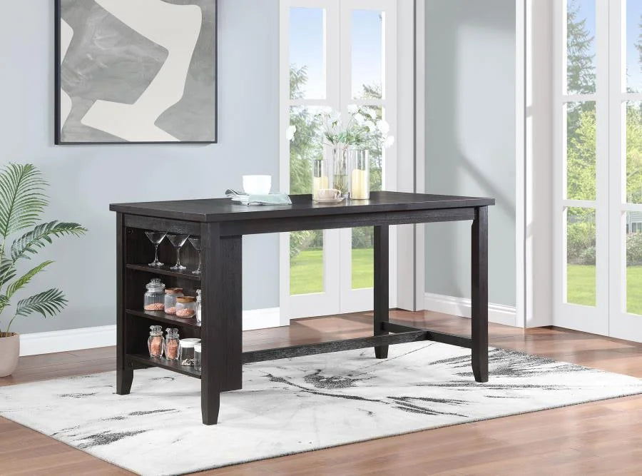 Counter Height Dining Table with Storage Shelves Dark Grey T228