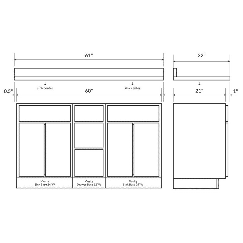 White Double Vanity Top with Backsplash J2926