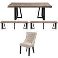 4 Piece Wood Dining Table Chairs & Bench Set F602692