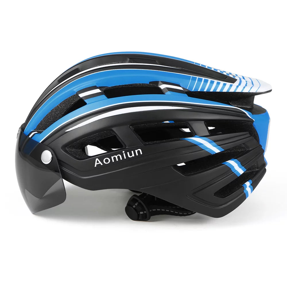 Mountain Bike Helmet with Back Light Detachable Magnetic Visor Q7249